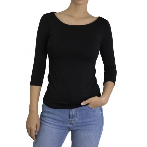 Maglia con scollo a barca con manica 3/4